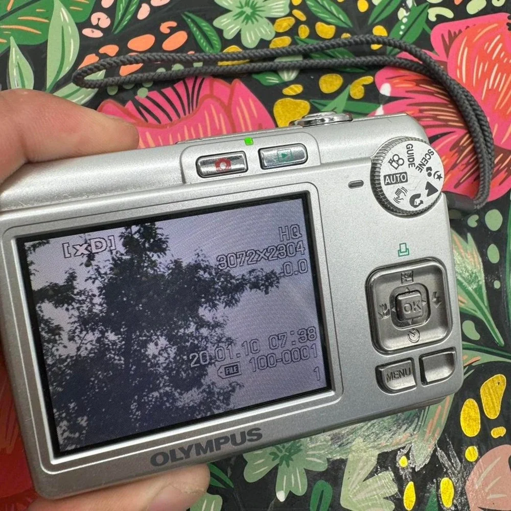 Olympus FE-210 Silver Digital Camera 7.1MP 3x Optical Zoom Y2K Point and Shoot